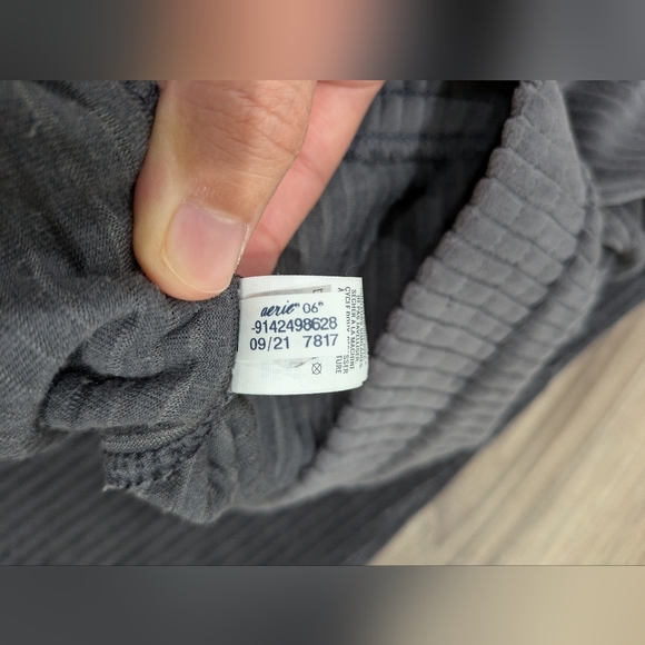 Aerie Ribbed Flare Wide Leg Soft Velvet Pants Dark Charcoal Gray XS Regular - Picture 5 of 7